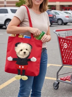 Cotton pet sling used on a walk
