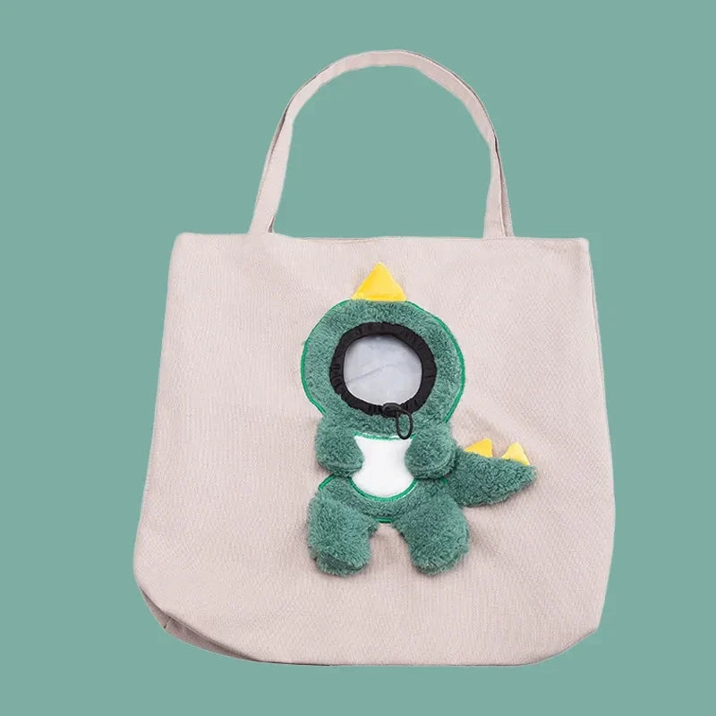 Dinosaur Shaped Carrier Bag - canvas pet sling carrier