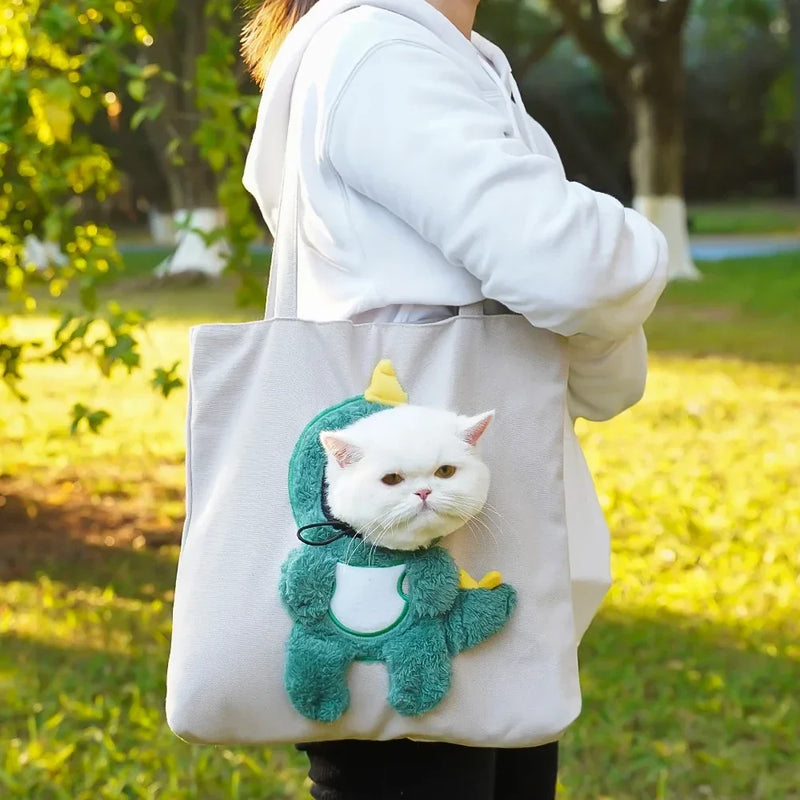 Dinosaur Shaped Carrier Bag - canvas pet sling carrier