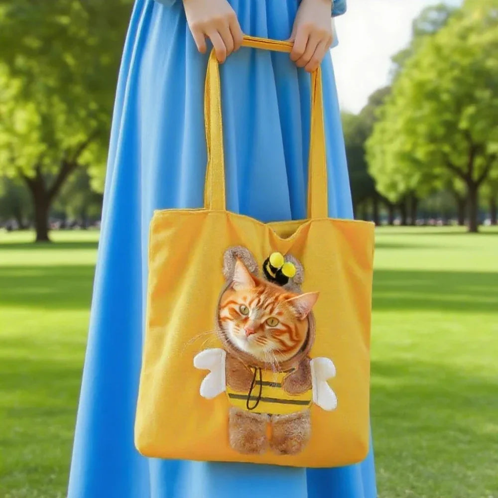 Bee Shaped Pet Bag - canvas cat carrier tote