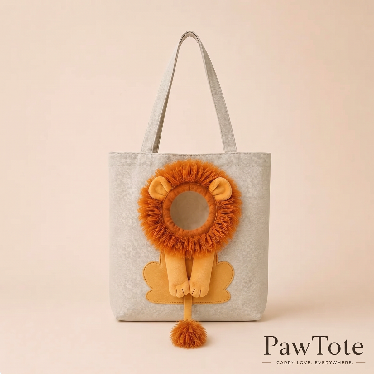 PawTote Lion Shoulder Bag - Light Grey pet carrier tote