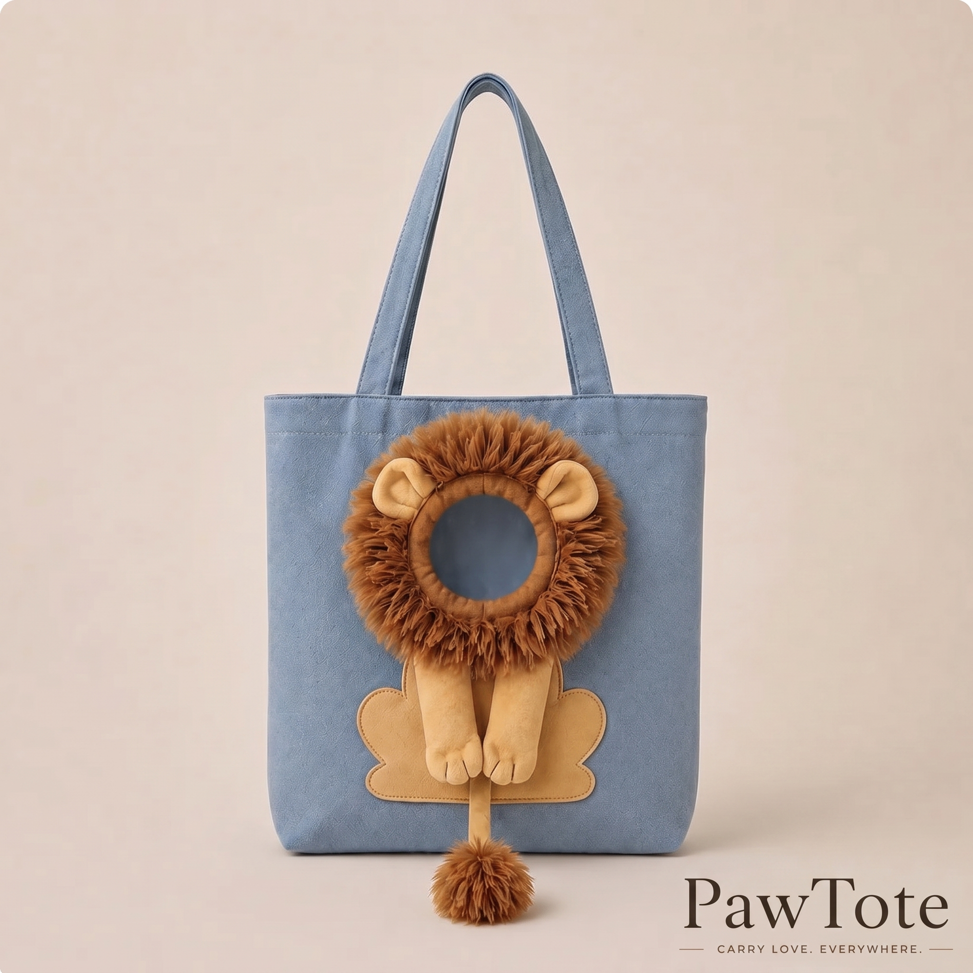 PawTote Lion Shoulder Bag - Lake Blue pet carrier tote